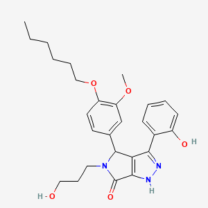 molecular formula C27H33N3O5 B14995149 4-[4-(hexyloxy)-3-methoxyphenyl]-3-(2-hydroxyphenyl)-5-(3-hydroxypropyl)-4,5-dihydropyrrolo[3,4-c]pyrazol-6(1H)-one 