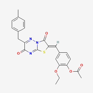 molecular formula C24H21N3O5S B14995420 2-ethoxy-4-{(Z)-[6-(4-methylbenzyl)-3,7-dioxo-7H-[1,3]thiazolo[3,2-b][1,2,4]triazin-2(3H)-ylidene]methyl}phenyl acetate 