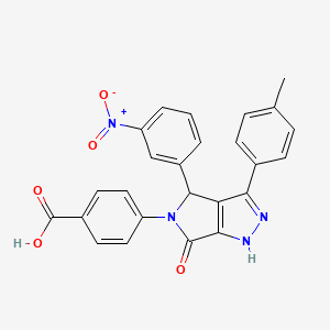 molecular formula C25H18N4O5 B14995553 4-[3-(4-methylphenyl)-4-(3-nitrophenyl)-6-oxo-4,6-dihydropyrrolo[3,4-c]pyrazol-5(1H)-yl]benzoic acid 