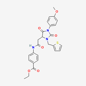 molecular formula C26H25N3O6S B14995689 Ethyl 4-({[1-(4-methoxyphenyl)-2,5-dioxo-3-(thiophen-2-ylmethyl)imidazolidin-4-yl]acetyl}amino)benzoate 
