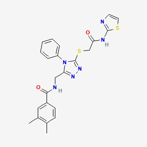 molecular formula C23H22N6O2S2 B14995723 3,4-Dimethyl-N-{[4-phenyl-5-({[(1,3-thiazol-2-YL)carbamoyl]methyl}sulfanyl)-4H-1,2,4-triazol-3-YL]methyl}benzamide 