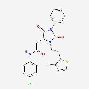 molecular formula C24H22ClN3O3S B14995841 N-(4-chlorophenyl)-2-{3-[2-(3-methylthiophen-2-yl)ethyl]-2,5-dioxo-1-phenylimidazolidin-4-yl}acetamide 