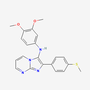 molecular formula C21H20N4O2S B14995866 N-(3,4-dimethoxyphenyl)-2-[4-(methylsulfanyl)phenyl]imidazo[1,2-a]pyrimidin-3-amine 