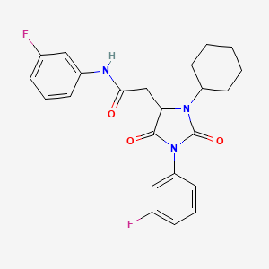 molecular formula C23H23F2N3O3 B14996062 2-[3-cyclohexyl-1-(3-fluorophenyl)-2,5-dioxoimidazolidin-4-yl]-N-(3-fluorophenyl)acetamide 