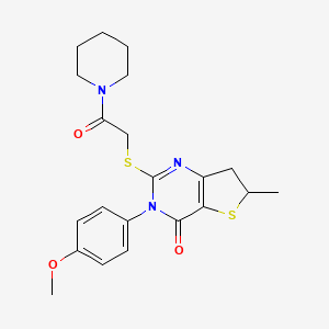 molecular formula C21H25N3O3S2 B14996440 3-(4-methoxyphenyl)-6-methyl-2-((2-oxo-2-(piperidin-1-yl)ethyl)thio)-6,7-dihydrothieno[3,2-d]pyrimidin-4(3H)-one 