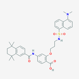 molecular formula C37H43N3O6S B149971 2-(3-(((5-(Dimethylamino)-1-naphthalenyl)sulfonyl)amino)propoxy)-4-(((5,6,7,8-tetrahydro-5,5,8,8-tetramethyl-2-naphthalenyl)carbonyl)amino)benzoic acid CAS No. 137550-88-0