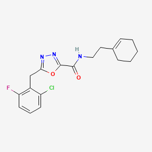 molecular formula C18H19ClFN3O2 B14997112 5-(2-chloro-6-fluorobenzyl)-N-[2-(cyclohex-1-en-1-yl)ethyl]-1,3,4-oxadiazole-2-carboxamide 