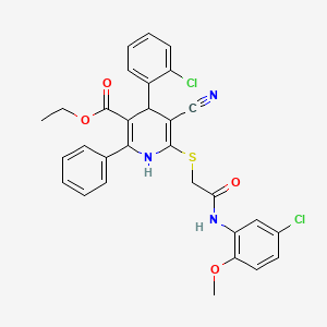 molecular formula C30H25Cl2N3O4S B14997348 Ethyl 6-({2-[(5-chloro-2-methoxyphenyl)amino]-2-oxoethyl}sulfanyl)-4-(2-chlorophenyl)-5-cyano-2-phenyl-1,4-dihydropyridine-3-carboxylate 
