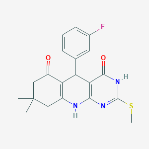 molecular formula C20H20FN3O2S B14997872 5-(3-fluorophenyl)-8,8-dimethyl-2-methylsulfanyl-5,7,9,10-tetrahydro-1H-pyrimido[4,5-b]quinoline-4,6-dione 