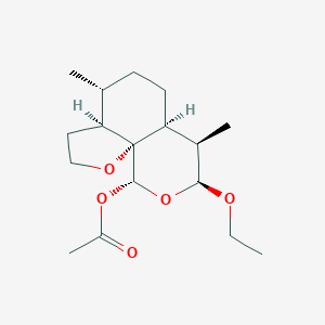 molecular formula C17H28O5 B149985 Acetic acid [(3aS,6aalpha,10aR)-4alpha,7beta-dimethyl-8beta-ethoxyoctahydro-2H-furo[3,2-i][2]benzopyran]-10alpha-yl es CAS No. 126565-09-1