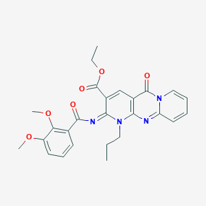 molecular formula C26H26N4O6 B14998850 ethyl 6-(2,3-dimethoxybenzoyl)imino-2-oxo-7-propyl-1,7,9-triazatricyclo[8.4.0.03,8]tetradeca-3(8),4,9,11,13-pentaene-5-carboxylate 