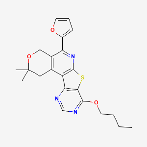 molecular formula C22H23N3O3S B14998857 13-butoxy-8-(furan-2-yl)-4,4-dimethyl-5-oxa-11-thia-9,14,16-triazatetracyclo[8.7.0.02,7.012,17]heptadeca-1(10),2(7),8,12(17),13,15-hexaene 