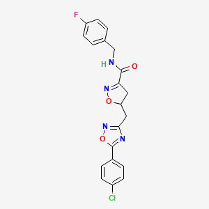 molecular formula C20H16ClFN4O3 B14999560 5-{[5-(4-chlorophenyl)-1,2,4-oxadiazol-3-yl]methyl}-N-(4-fluorobenzyl)-4,5-dihydro-1,2-oxazole-3-carboxamide 