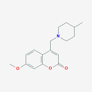 molecular formula C17H21NO3 B15000401 7-Methoxy-4-[(4-methylpiperidin-1-yl)methyl]chromen-2-one 