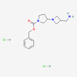 molecular formula C16H25Cl2N3O2 B1500061 Benzyl 3-(3-(aminomethyl)azetidin-1-yl)pyrrolidine-1-carboxylate dihydrochloride CAS No. 1179362-00-5