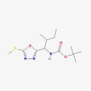 molecular formula C13H23N3O3S B15000709 Tert-butyl {2-methyl-1-[5-(methylsulfanyl)-1,3,4-oxadiazol-2-yl]butyl}carbamate 