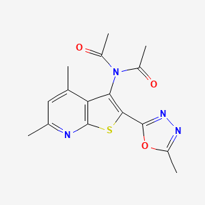 molecular formula C16H16N4O3S B15000926 N-acetyl-N-[4,6-dimethyl-2-(5-methyl-1,3,4-oxadiazol-2-yl)thieno[2,3-b]pyridin-3-yl]acetamide 