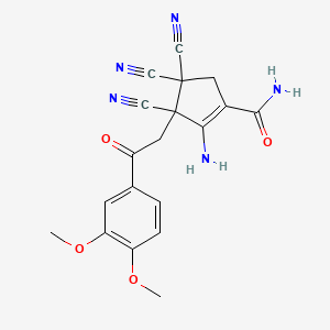 molecular formula C19H17N5O4 B15000996 2-Amino-3,4,4-tricyano-3-[2-(3,4-dimethoxyphenyl)-2-oxoethyl]cyclopent-1-ene-1-carboxamide 