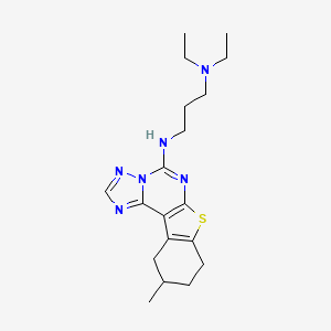 molecular formula C19H28N6S B15001227 N-[3-(diethylamino)propyl]-N-(10-methyl-8,9,10,11-tetrahydro[1]benzothieno[3,2-e][1,2,4]triazolo[1,5-c]pyrimidin-5-yl)amine 
