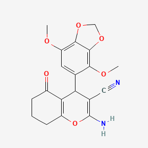 molecular formula C19H18N2O6 B15001232 2-amino-4-(4,7-dimethoxy-1,3-benzodioxol-5-yl)-5-oxo-5,6,7,8-tetrahydro-4H-chromene-3-carbonitrile 