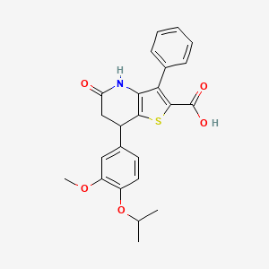 molecular formula C24H23NO5S B15001296 7-[3-Methoxy-4-(propan-2-yloxy)phenyl]-5-oxo-3-phenyl-4,5,6,7-tetrahydrothieno[3,2-b]pyridine-2-carboxylic acid 