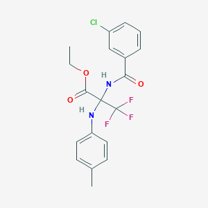molecular formula C19H18ClF3N2O3 B15001303 Ethyl 2-[(3-chlorophenyl)formamido]-3,3,3-trifluoro-2-[(4-methylphenyl)amino]propanoate 