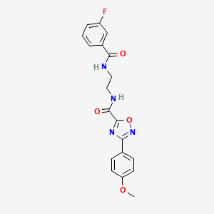 molecular formula C19H17FN4O4 B15001484 N-(2-{[(3-fluorophenyl)carbonyl]amino}ethyl)-3-(4-methoxyphenyl)-1,2,4-oxadiazole-5-carboxamide 