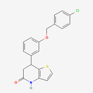 molecular formula C20H16ClNO2S B15001522 7-{3-[(4-chlorobenzyl)oxy]phenyl}-6,7-dihydrothieno[3,2-b]pyridin-5(4H)-one 
