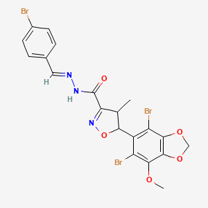 molecular formula C20H16Br3N3O5 B15001605 N'-[(E)-(4-bromophenyl)methylidene]-5-(4,6-dibromo-7-methoxy-1,3-benzodioxol-5-yl)-4-methyl-4,5-dihydro-1,2-oxazole-3-carbohydrazide 