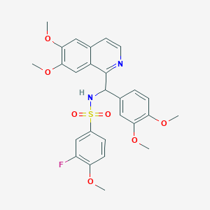 molecular formula C27H27FN2O7S B15001612 N-[(6,7-dimethoxyisoquinolin-1-yl)(3,4-dimethoxyphenyl)methyl]-3-fluoro-4-methoxybenzenesulfonamide 