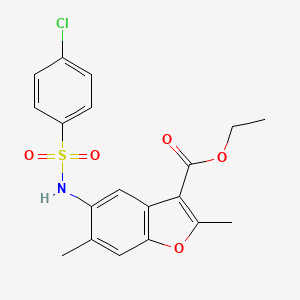 molecular formula C19H18ClNO5S B15001835 Ethyl 5-{[(4-chlorophenyl)sulfonyl]amino}-2,6-dimethyl-1-benzofuran-3-carboxylate 