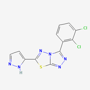molecular formula C12H6Cl2N6S B15001860 3-[3-(2,3-Dichlorophenyl)-[1,2,4]triazolo[3,4-b][1,3,4]thiadiazol-6-yl]-1H-pyrazole 