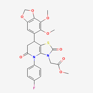 molecular formula C24H21FN2O8S B15001871 methyl [7-(6,7-dimethoxy-1,3-benzodioxol-5-yl)-4-(4-fluorophenyl)-2,5-dioxo-4,5,6,7-tetrahydro[1,3]thiazolo[4,5-b]pyridin-3(2H)-yl]acetate 