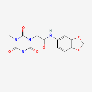 molecular formula C14H14N4O6 B15001980 N-(1,3-benzodioxol-5-yl)-2-(3,5-dimethyl-2,4,6-trioxo-1,3,5-triazinan-1-yl)acetamide 