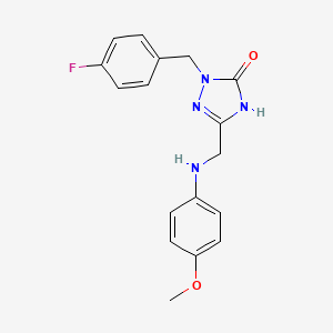 molecular formula C17H17FN4O2 B15002052 2-[(4-Fluorophenyl)methyl]-5-([(4-methoxyphenyl)amino]methyl)-2,3-dihydro-1H-1,2,4-triazol-3-one 