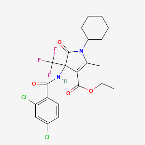 molecular formula C22H23Cl2F3N2O4 B15002204 ethyl 1-cyclohexyl-4-{[(2,4-dichlorophenyl)carbonyl]amino}-2-methyl-5-oxo-4-(trifluoromethyl)-4,5-dihydro-1H-pyrrole-3-carboxylate 