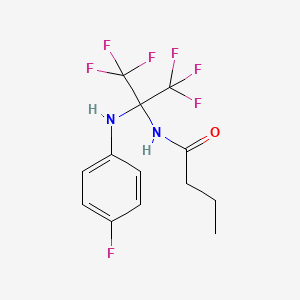 molecular formula C13H13F7N2O B15002265 N-{1,1,1,3,3,3-hexafluoro-2-[(4-fluorophenyl)amino]propan-2-yl}butanamide 
