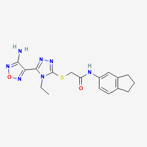 molecular formula C17H19N7O2S B15002295 2-{[5-(4-amino-1,2,5-oxadiazol-3-yl)-4-ethyl-4H-1,2,4-triazol-3-yl]sulfanyl}-N-(2,3-dihydro-1H-inden-5-yl)acetamide 