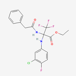 molecular formula C19H17ClF4N2O3 B15002391 Ethyl 2-(3-chloro-4-fluoroanilino)-3,3,3-trifluoro-2-(2-phenylacetamido)propionate 