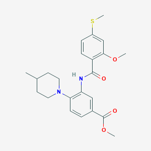 molecular formula C23H28N2O4S B15002392 Methyl 3-({[2-methoxy-4-(methylsulfanyl)phenyl]carbonyl}amino)-4-(4-methylpiperidin-1-yl)benzoate 