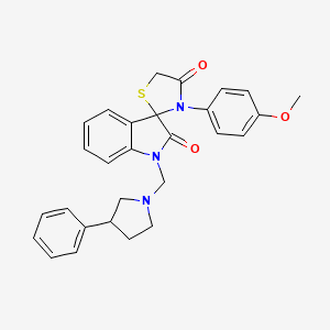 molecular formula C28H27N3O3S B15002515 3'-(4-Methoxyphenyl)-1-[(3-phenylpyrrolidin-1-YL)methyl]-1,2-dihydrospiro[indole-3,2'-[1,3]thiazolidine]-2,4'-dione 