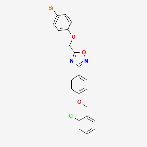molecular formula C22H16BrClN2O3 B15002552 5-[(4-Bromophenoxy)methyl]-3-{4-[(2-chlorobenzyl)oxy]phenyl}-1,2,4-oxadiazole 