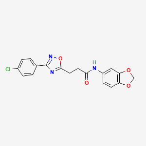 molecular formula C18H14ClN3O4 B15002580 N-(1,3-benzodioxol-5-yl)-3-[3-(4-chlorophenyl)-1,2,4-oxadiazol-5-yl]propanamide 