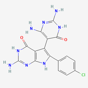 molecular formula C16H13ClN8O2 B15002648 2-amino-6-(4-chlorophenyl)-5-(2,4-diamino-6-oxo-1,6-dihydropyrimidin-5-yl)-3,7-dihydro-4H-pyrrolo[2,3-d]pyrimidin-4-one 