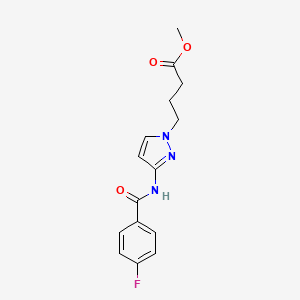 molecular formula C15H16FN3O3 B15002689 methyl 4-(3-{[(4-fluorophenyl)carbonyl]amino}-1H-pyrazol-1-yl)butanoate 