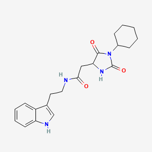 molecular formula C21H26N4O3 B15002732 2-(1-cyclohexyl-2,5-dioxoimidazolidin-4-yl)-N-[2-(1H-indol-3-yl)ethyl]acetamide 