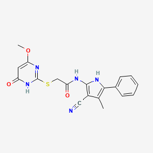 molecular formula C19H17N5O3S B15002950 N-(3-cyano-4-methyl-5-phenyl-1H-pyrrol-2-yl)-2-[(4-methoxy-6-oxo-1,6-dihydropyrimidin-2-yl)sulfanyl]acetamide 