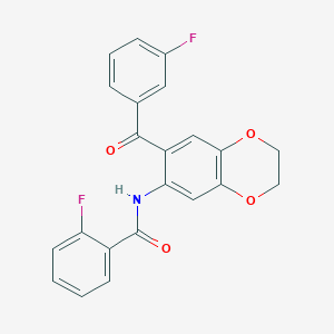molecular formula C22H15F2NO4 B15002963 2-fluoro-N-{7-[(3-fluorophenyl)carbonyl]-2,3-dihydro-1,4-benzodioxin-6-yl}benzamide 