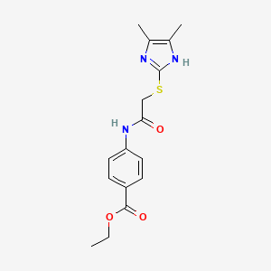 molecular formula C16H19N3O3S B15002993 ethyl 4-({[(4,5-dimethyl-1H-imidazol-2-yl)sulfanyl]acetyl}amino)benzoate 