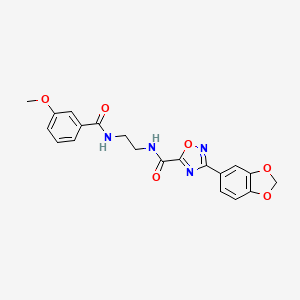 molecular formula C20H18N4O6 B15003091 3-(1,3-benzodioxol-5-yl)-N-(2-{[(3-methoxyphenyl)carbonyl]amino}ethyl)-1,2,4-oxadiazole-5-carboxamide 